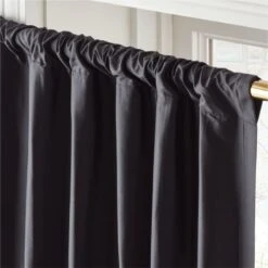Seda Black Dupioni Silk Window Curtain Panel 48''x84'' 9 Seda Black Dupioni Silk Window Curtain Panel 48''x84'' -Home Furnishing Shop SedaBlackSilkDp96PnlAVSHS23
