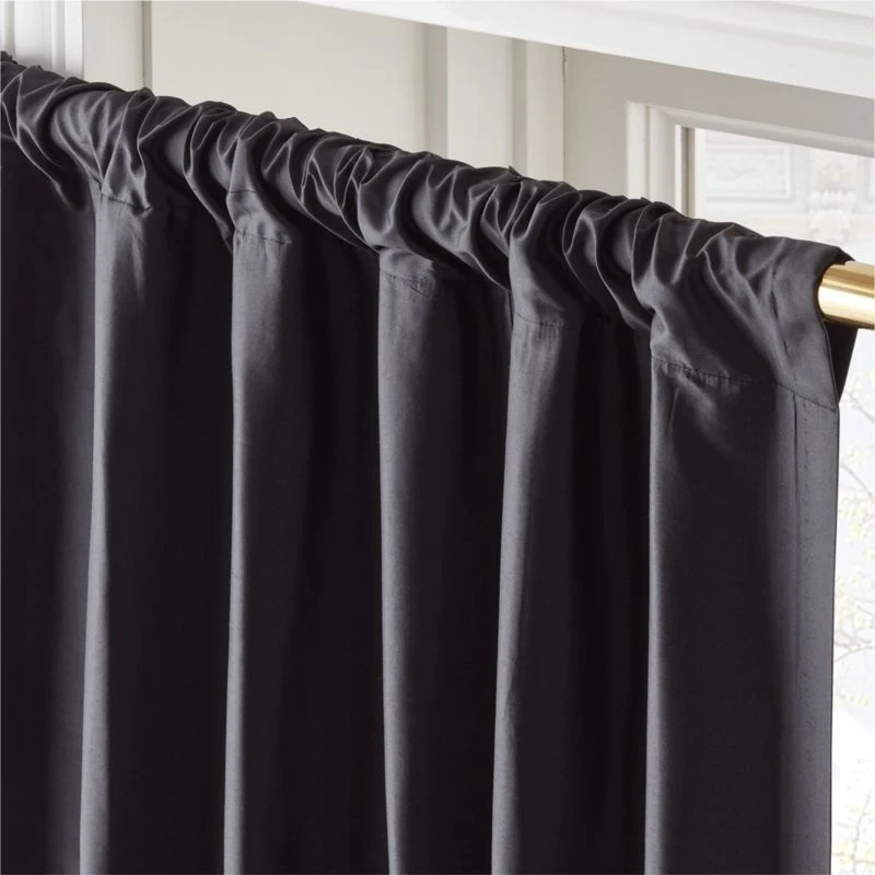 Seda Black Dupioni Silk Window Curtain Panel 48''x84'' 5 Seda Black Dupioni Silk Window Curtain Panel 48''x84'' - Image 3