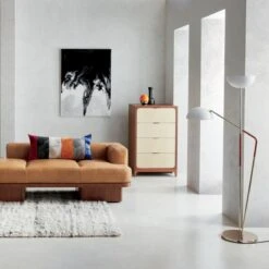 Pavo Champagne Brass Double Floor Lamp -Home Furnishing Shop SerafinLeatherDaybedJL20 1x1 Right