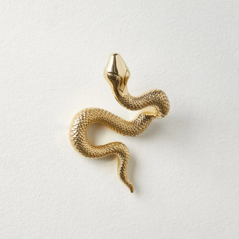 Unlacquered Brass Snake Wall Hook 3 Unlacquered Brass Snake Wall Hook