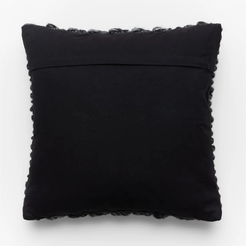 Tillie Black Wool Throw Pillow With Feather-Down Insert 20" 4 Tillie Black Wool Throw Pillow With Feather-Down Insert 20" - Image 2