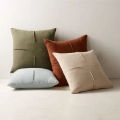 Tuck Green Linen Throw Pillow With Down-Alternative Insert 20'' 9 Tuck Green Linen Throw Pillow With Down-Alternative Insert 20'' -Home Furnishing Shop TuckLinenPillowGroupFHF23