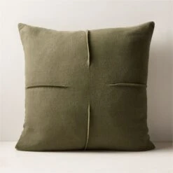 Tuck Green Linen Throw Pillow With Down-Alternative Insert 20''