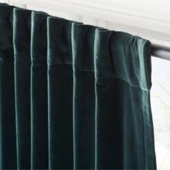 Dark Green Organic Cotton Velvet Window Curtain Panel 48"x84'' 10 Dark Green Organic Cotton Velvet Window Curtain Panel 48"x84'' -Home Furnishing Shop VlvtDkGnOrgCtnCrtn96PnlAV3SHF23
