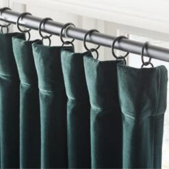 Dark Green Organic Cotton Velvet Window Curtain Panel 48"x84'' 8 Dark Green Organic Cotton Velvet Window Curtain Panel 48"x84'' -Home Furnishing Shop VlvtDkGnOrgCtnCrtn96PnlAVSHF23