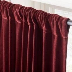 Red Organic Cotton Velvet Window Curtain Panel 48"x84'' -Home Furnishing Shop VlvtRedOrgCtnCrtn96PnlAV2SHF23