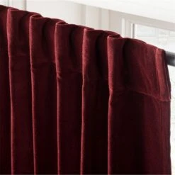 Red Organic Cotton Velvet Window Curtain Panel 48"x84'' -Home Furnishing Shop VlvtRedOrgCtnCrtn96PnlAV3SHF23