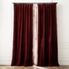 Red Organic Cotton Velvet Window Curtain Panel 48"x84'' -Home Furnishing Shop VlvtRedOrgCtnCrtn96PnlSHF23