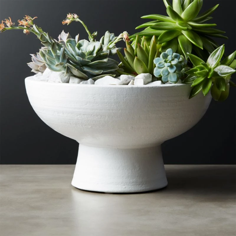 White Ceramic Pedestal Bowl 4 White Ceramic Pedestal Bowl - Image 2