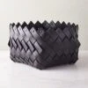 Willa Woven Black Leather Storage Basket Small -Home Furnishing Shop WillaBkLthrWovenBasketSmSHF22